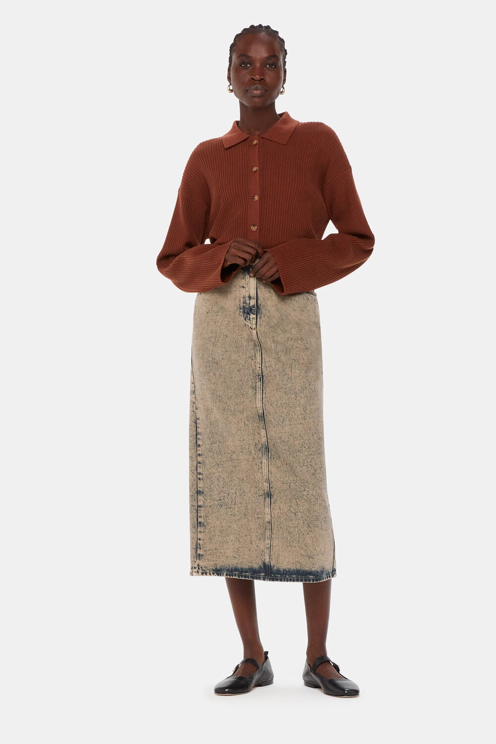 Acid Wash Denim Skirt