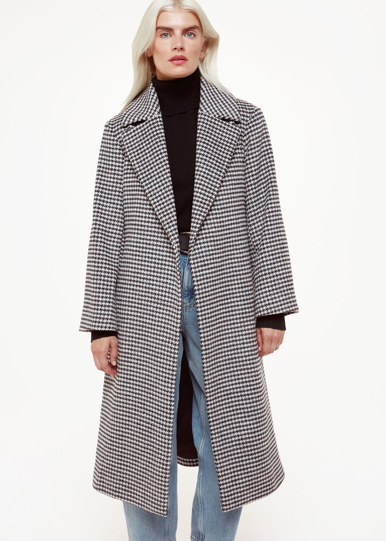 Petite Celia Houndstooth Wrap Coat