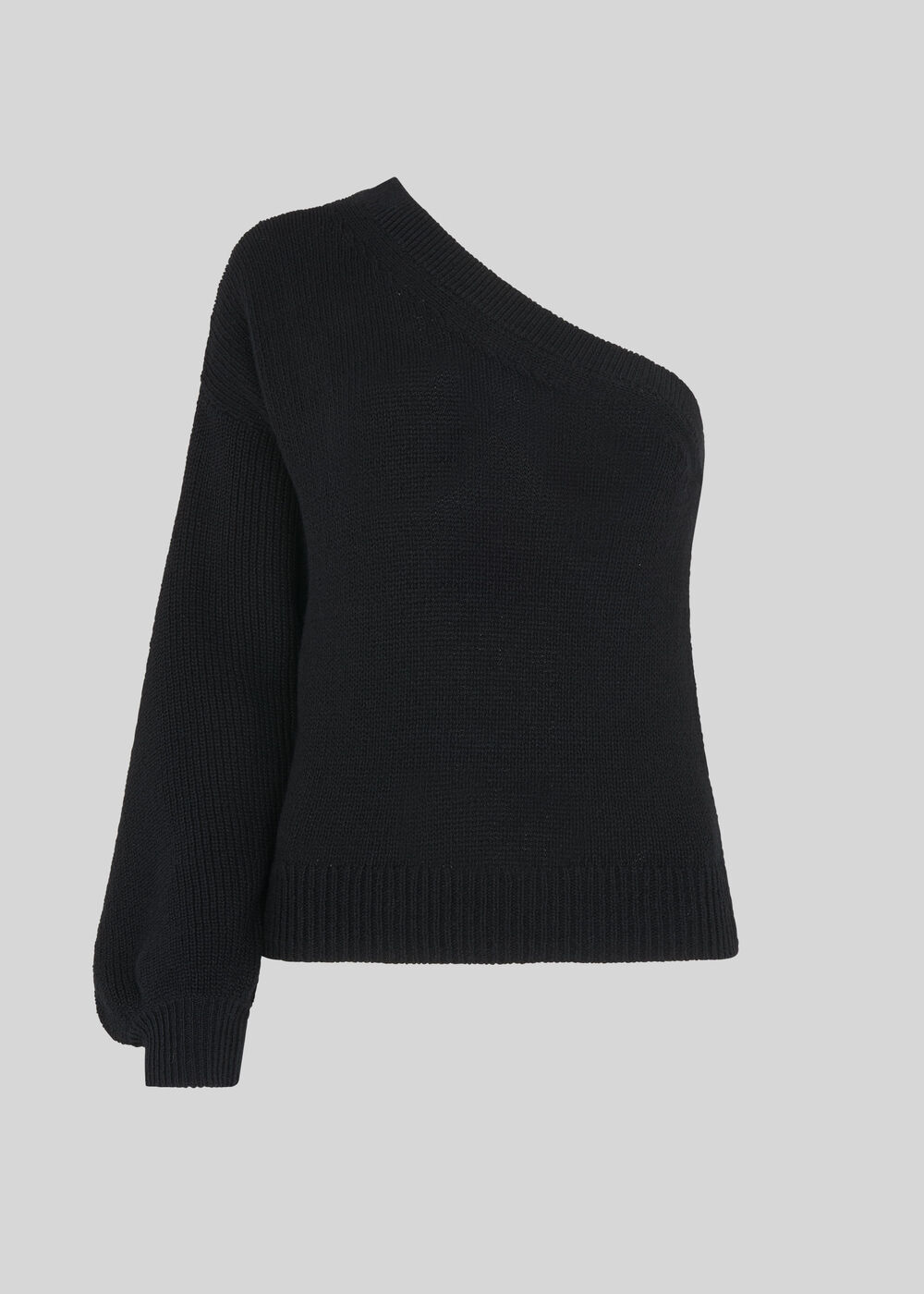 One Shoulder Blouson Knit Black