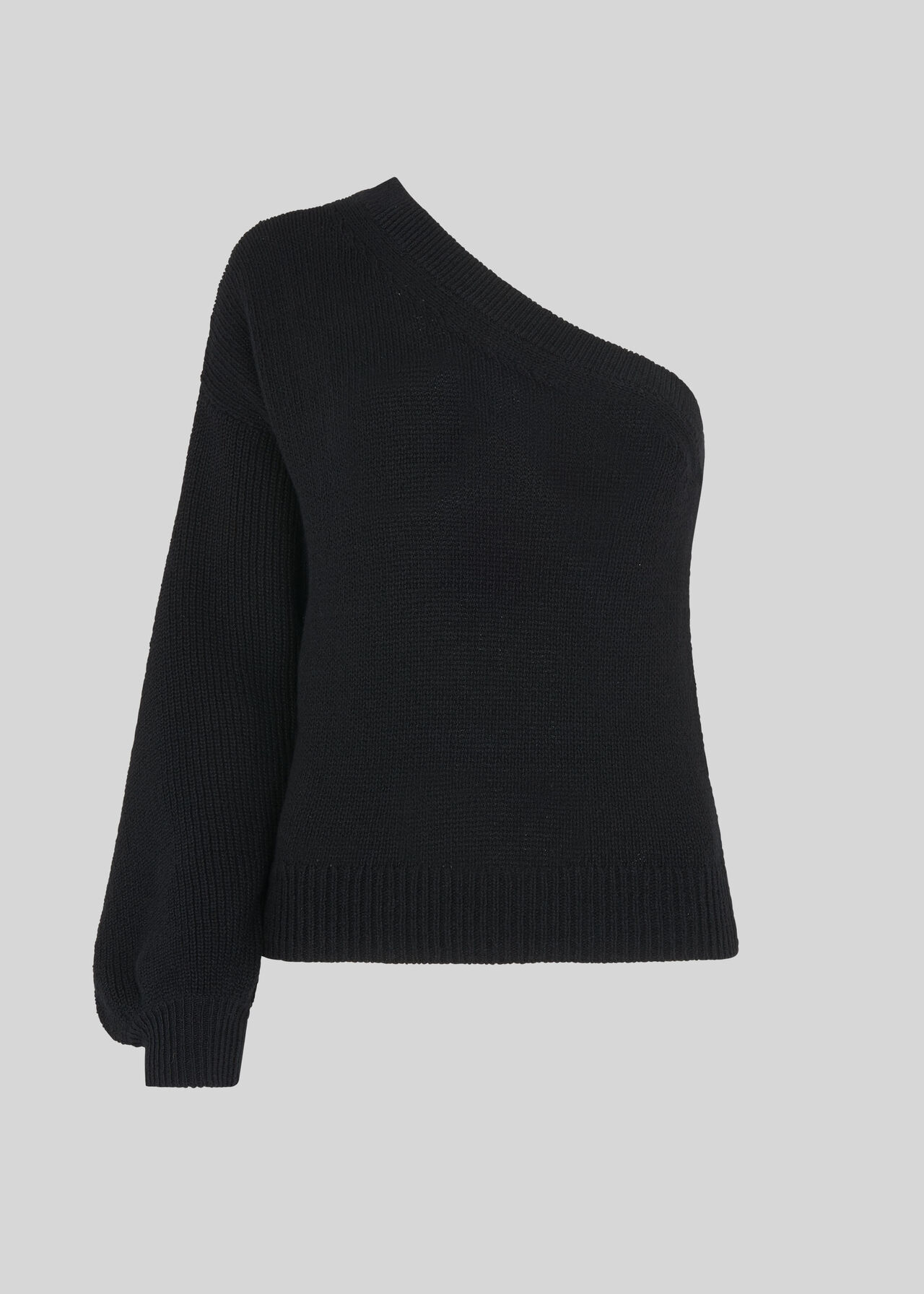 One Shoulder Blouson Knit Black