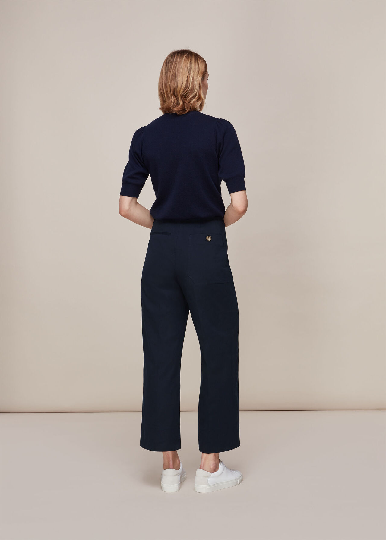 Cadie Side Button Trouser Navy