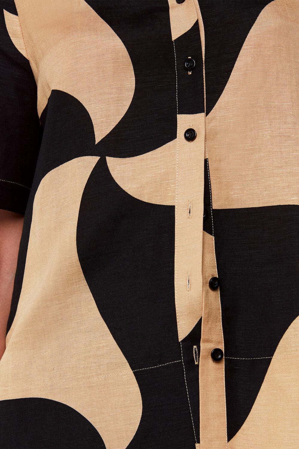 Black Swirl Linen Blend Shirt