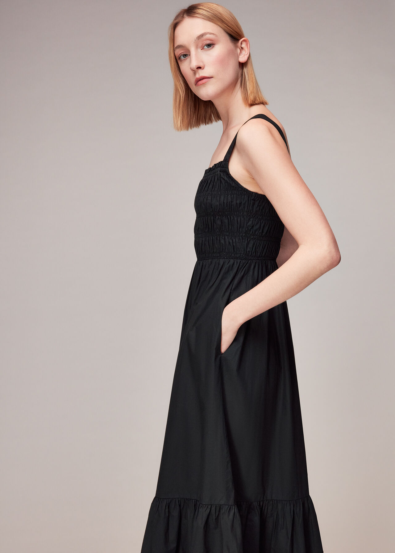 Greta Ruched Poplin Dress