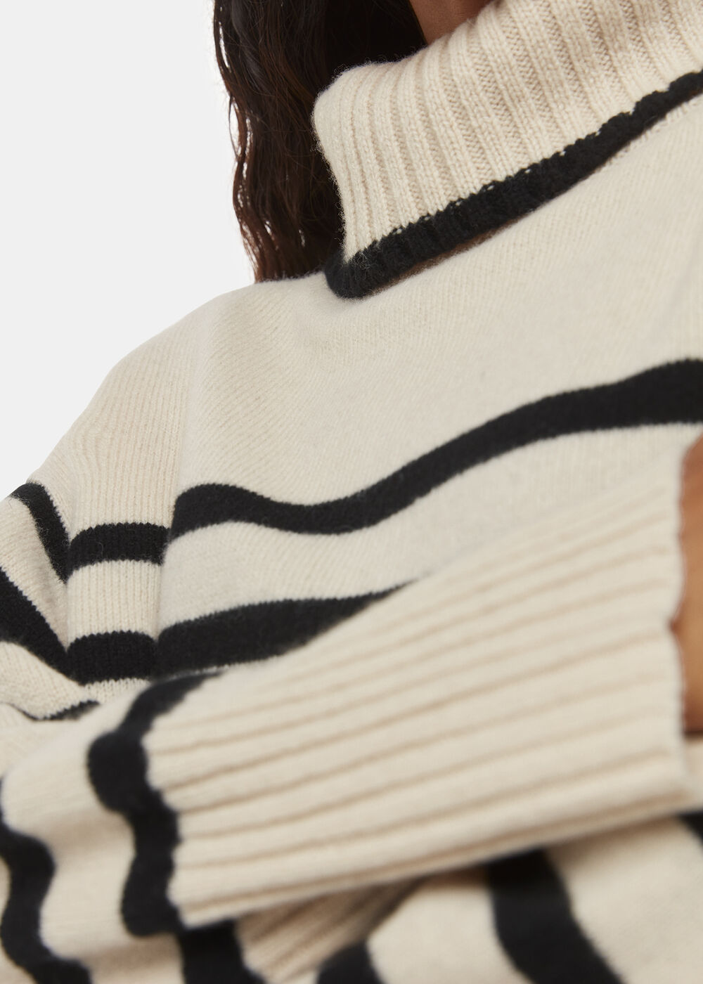 Petite Stripe Wool Roll Neck
