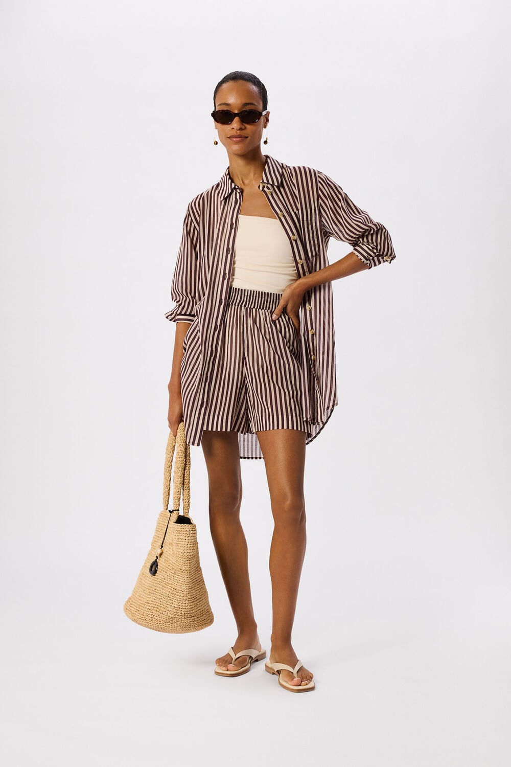 Stripe Long Sleeve Beach Shirt