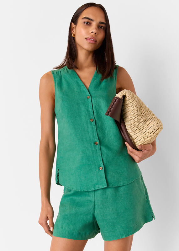 Green Laura Linen Tank