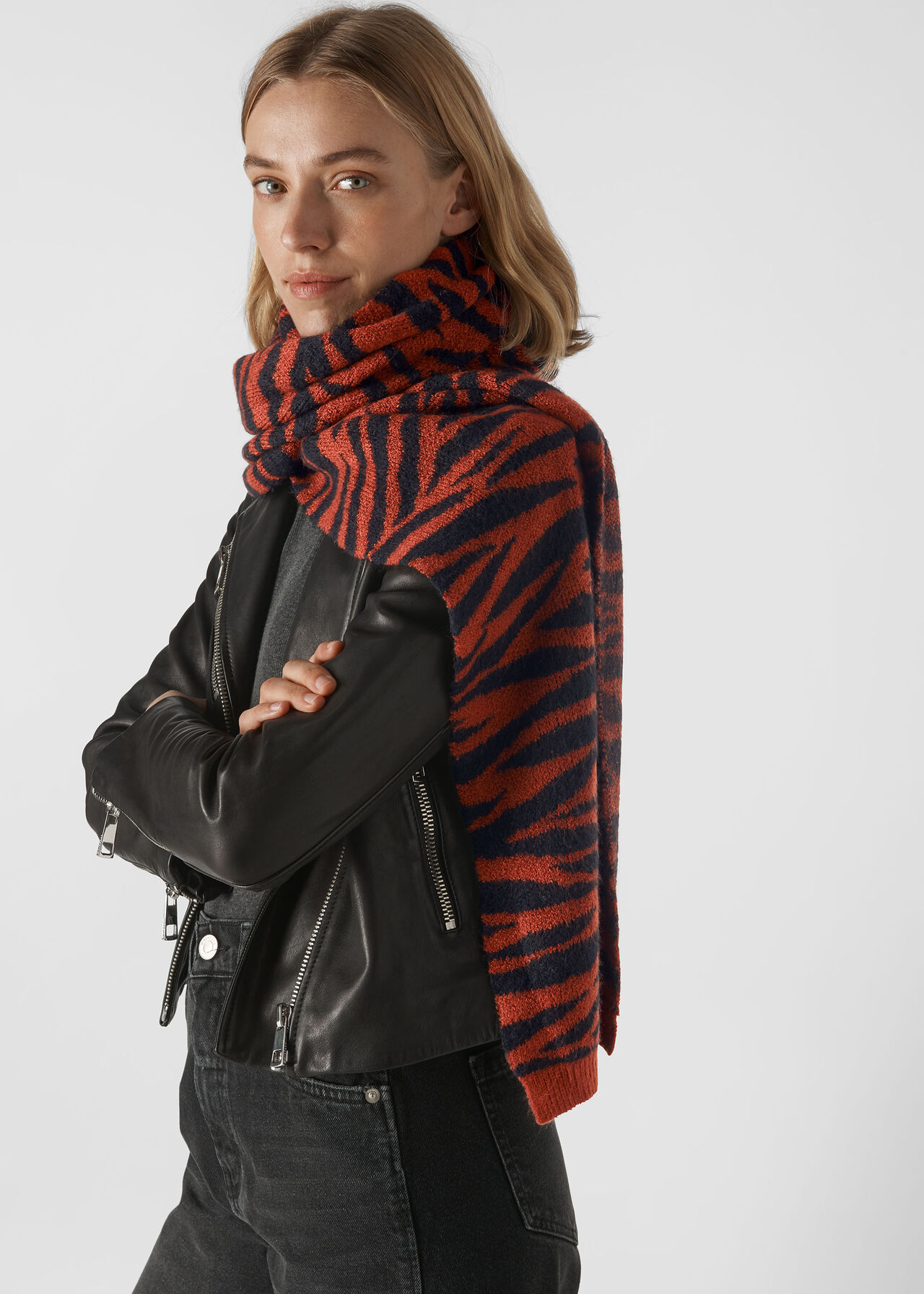 Tiger Stripe Intarsia Scarf Multicolour