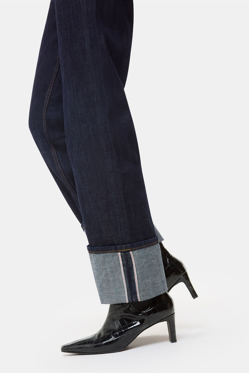 Black Darla Croc Heeled Boot
