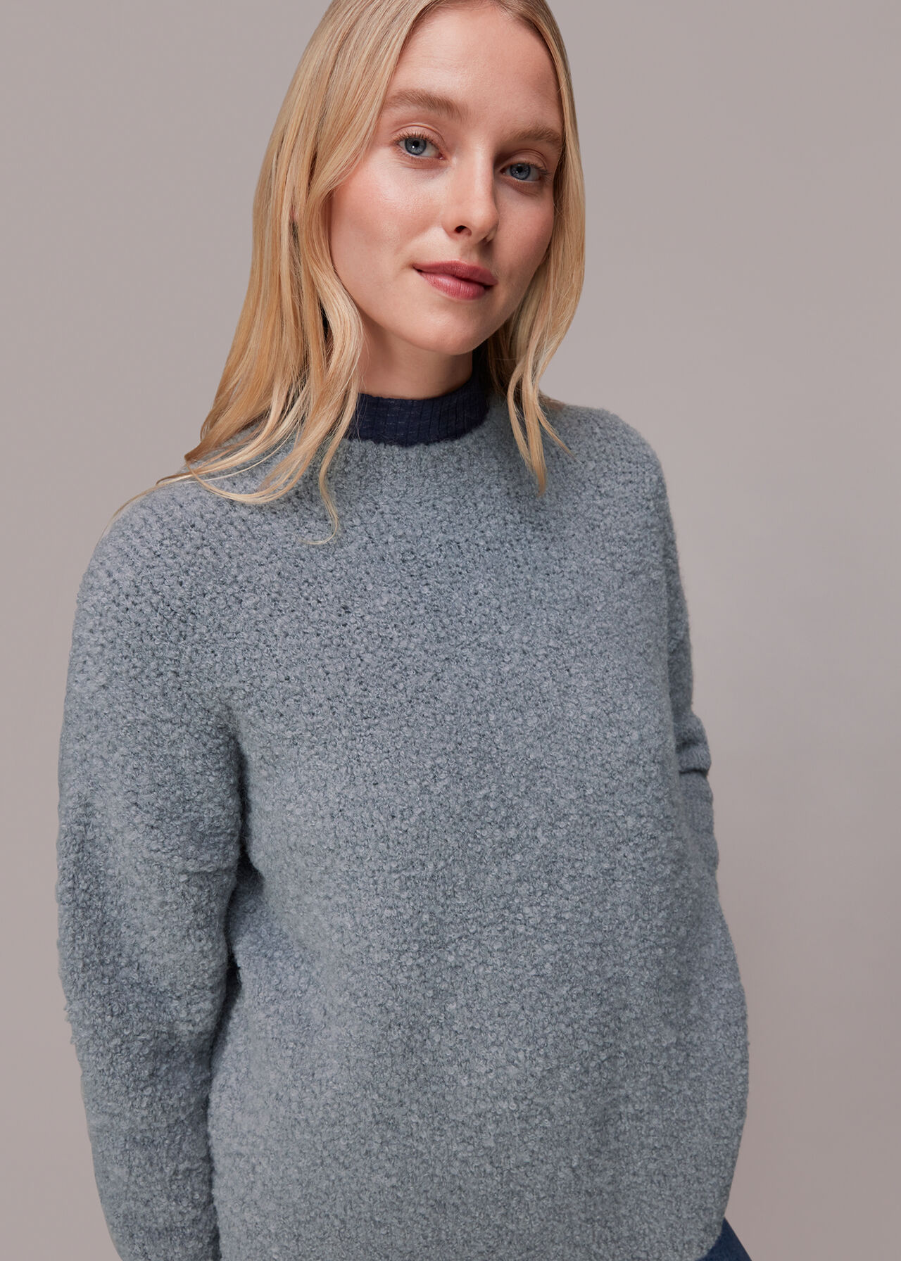 Grey Relaxed Boucle Sweater, WHISTLES