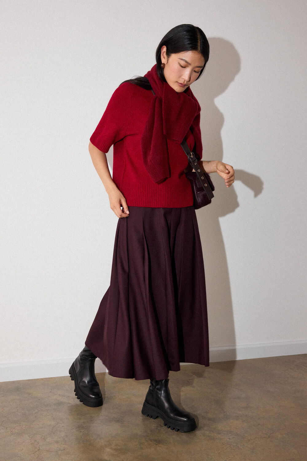Dark Red Wool Knitted Tee