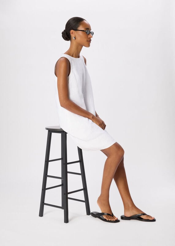 White Swing Linen Mini Dress