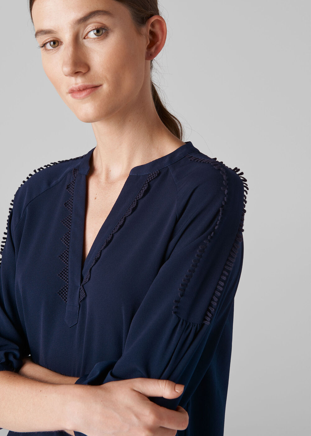 Hallie Trim Detail Dress Navy