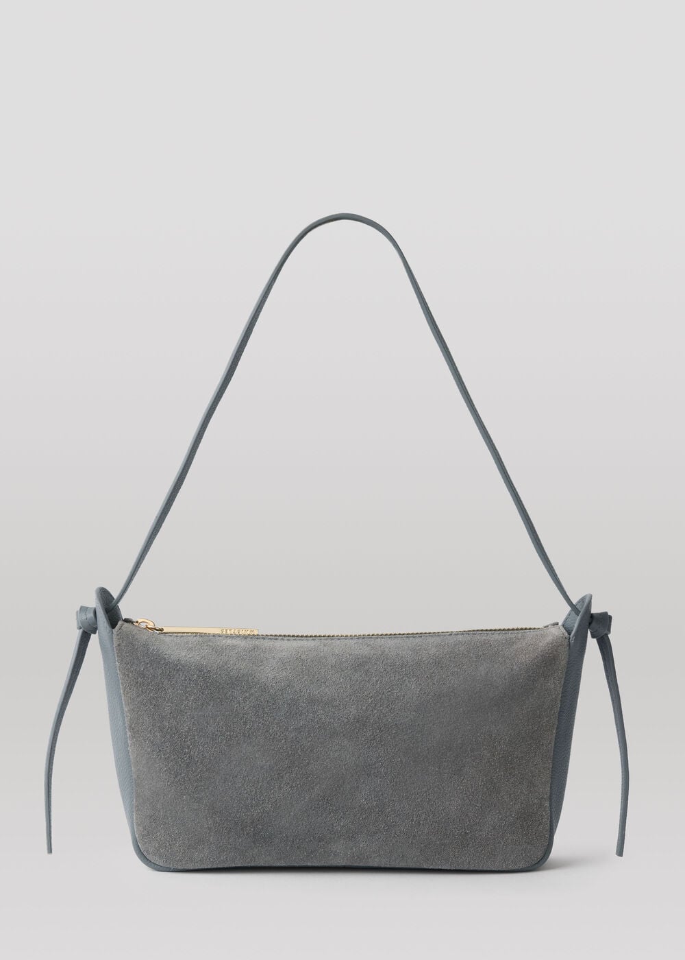Grey Small Suede Knot Shoulder Bag