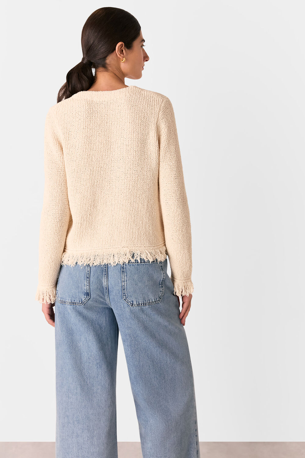 Ivory Fringe Detail Cardigan