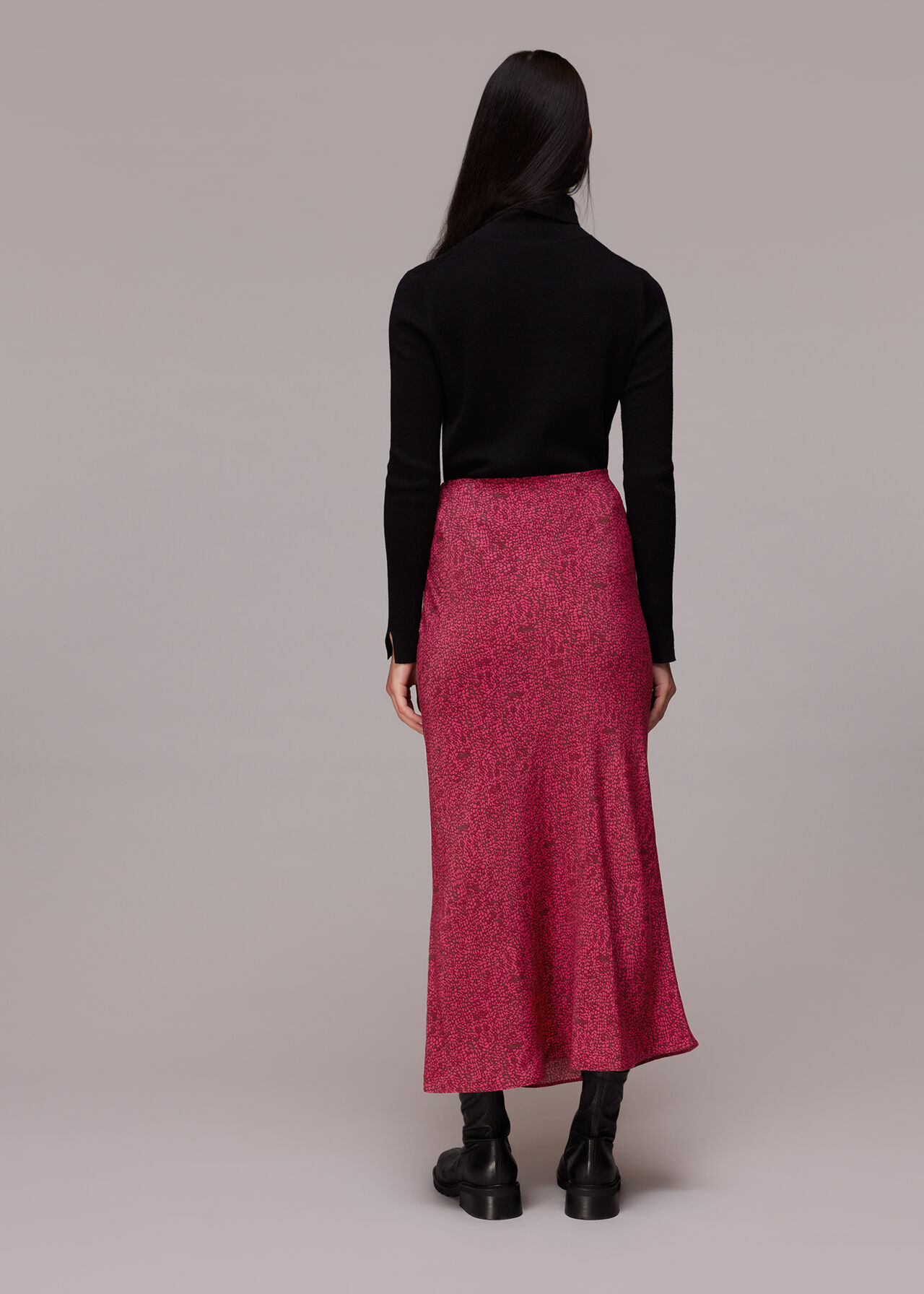 Abstract Snake Bias Cut Skirt