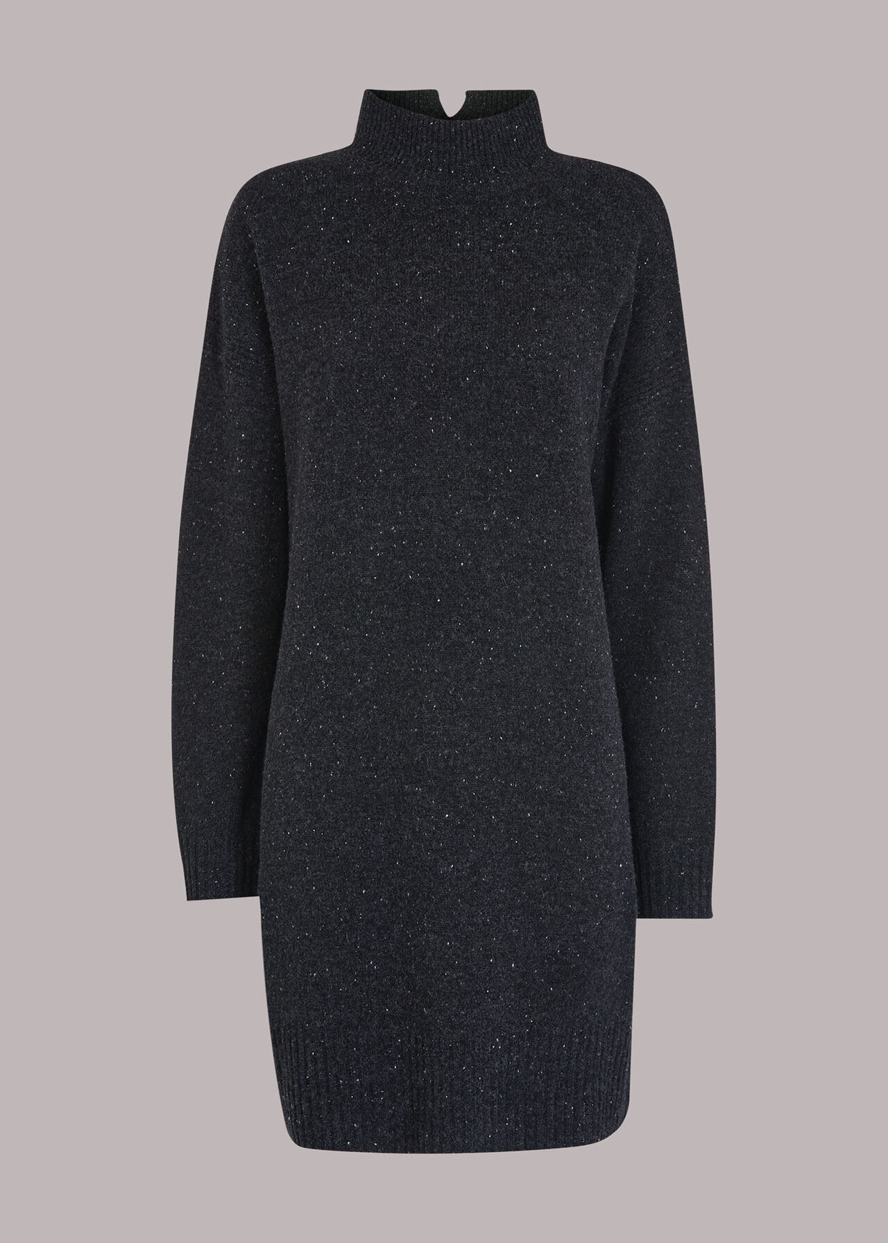 Black/Multi Funnel Neck Knit Dress | WHISTLES