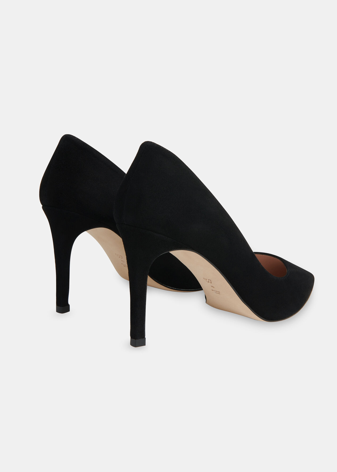 Black suede pointed toe outlet pumps