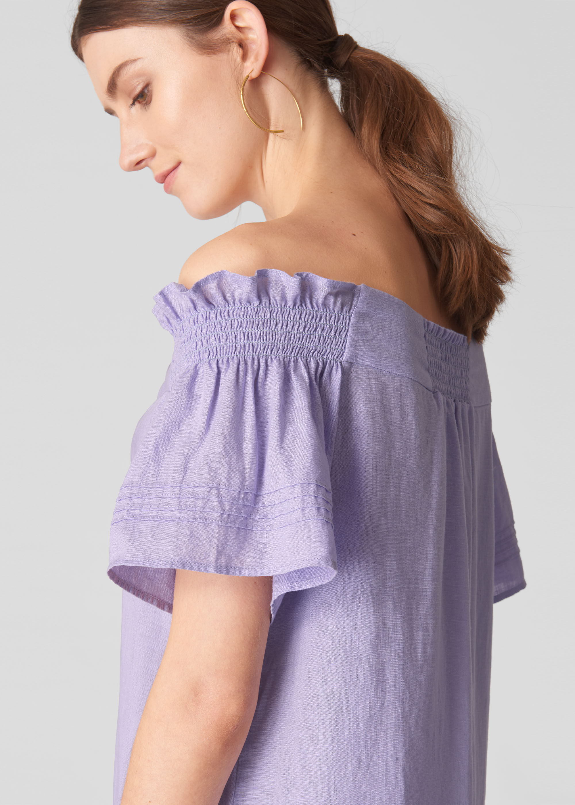 Linen bardot dress clearance