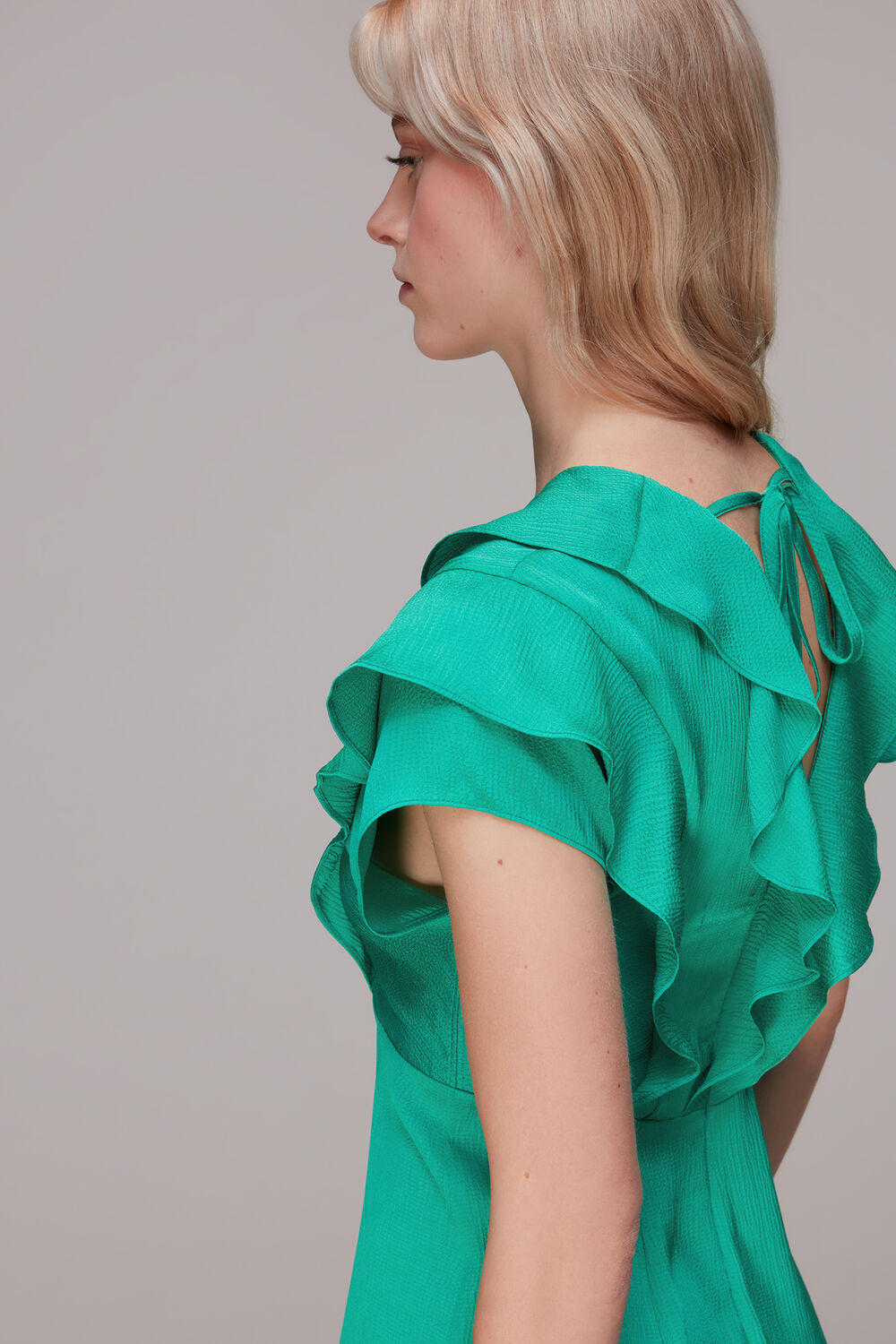 Green Adeline Frill Midi Dress