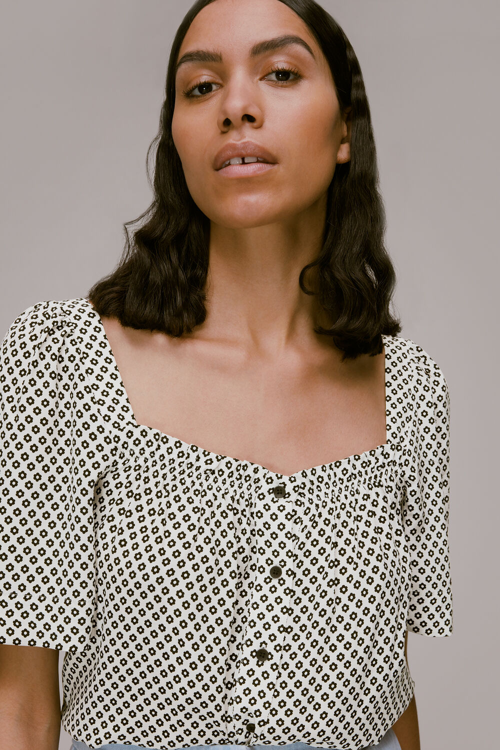 Tia Square Neck Daisy Blouse
