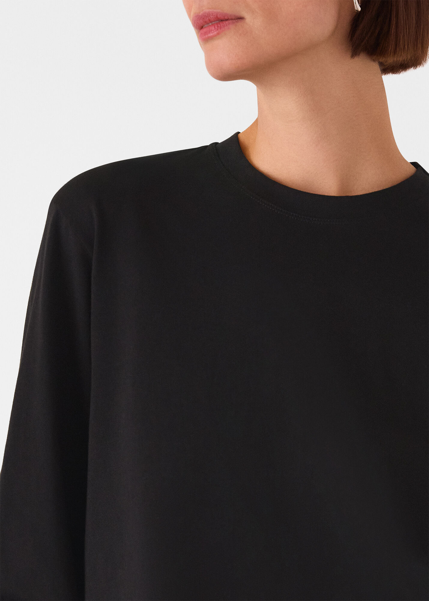 Black Relaxed Long Sleeve Tee | WHISTLES | Whistles UK |