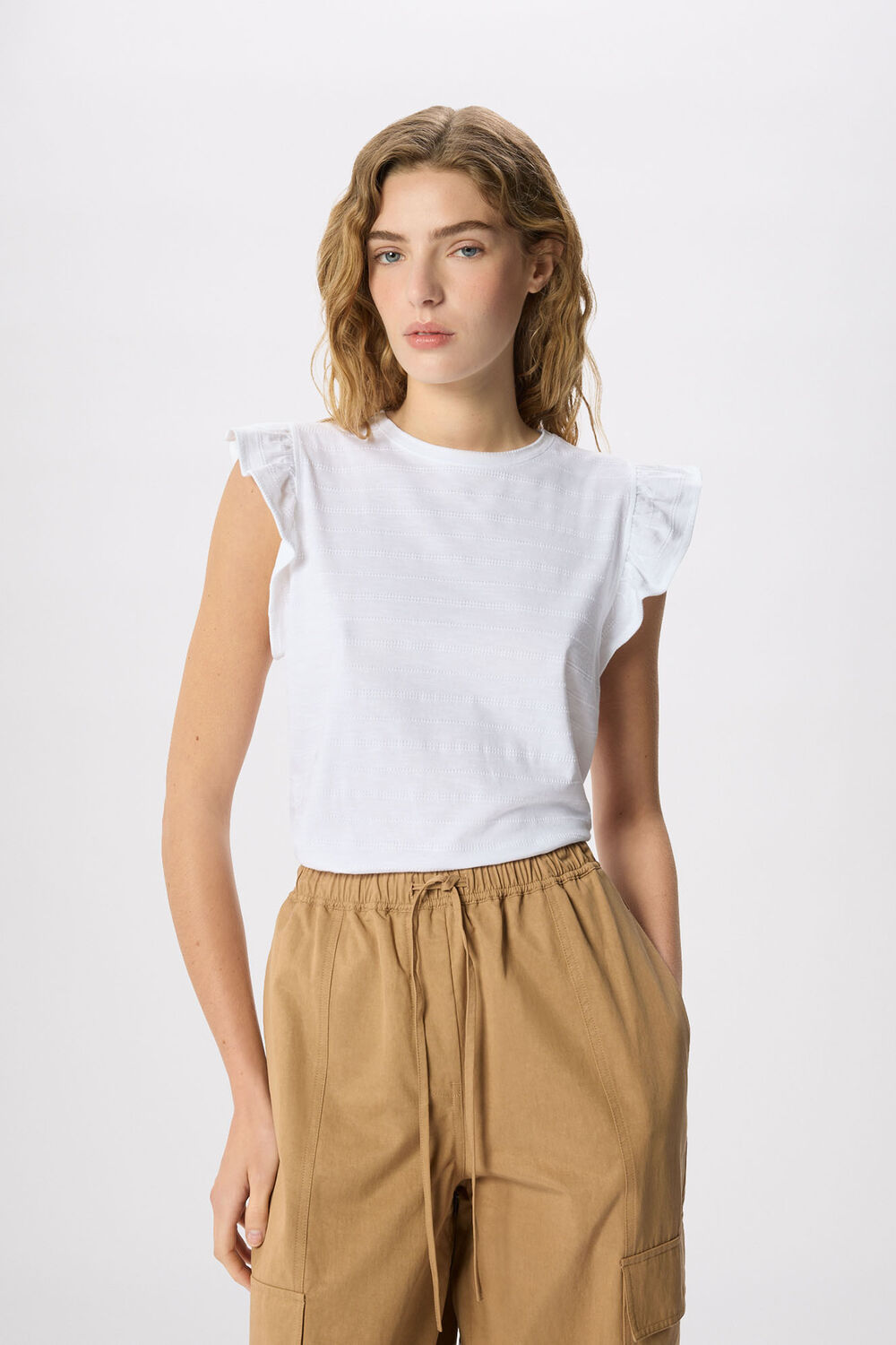 Frill Sleeve Broderie Tee