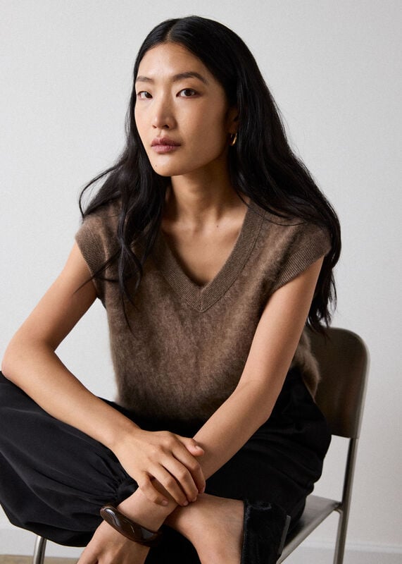 Camel Brushed Cashmere Tank