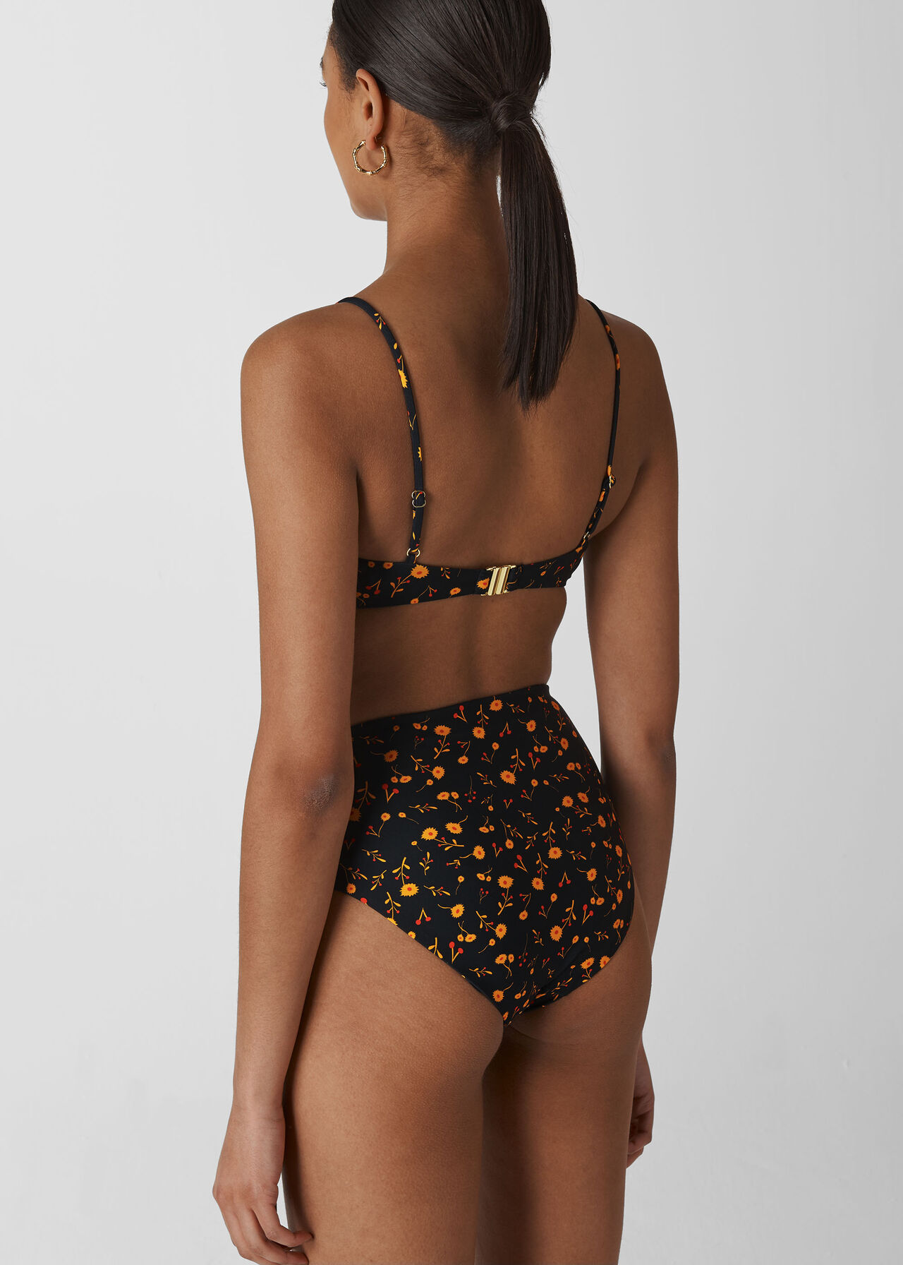 Aster Floral Bikini Bottom Black/Multi