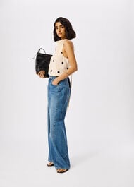 Jacquard Spot Satin Halterneck