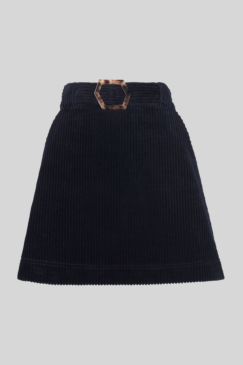 Cord Resin Buckle Skirt Navy