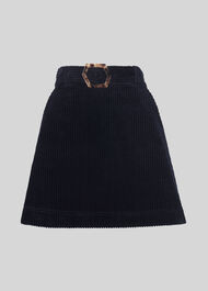 Cord Resin Buckle Skirt Navy