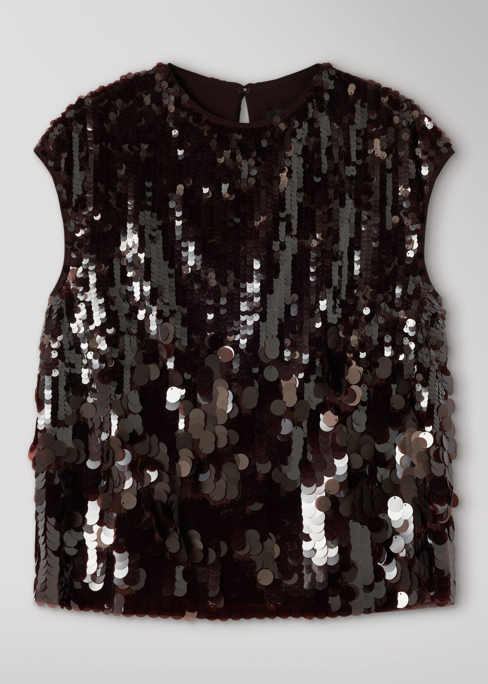 Chocolate Degrade Sequin Cap Sleeve Top