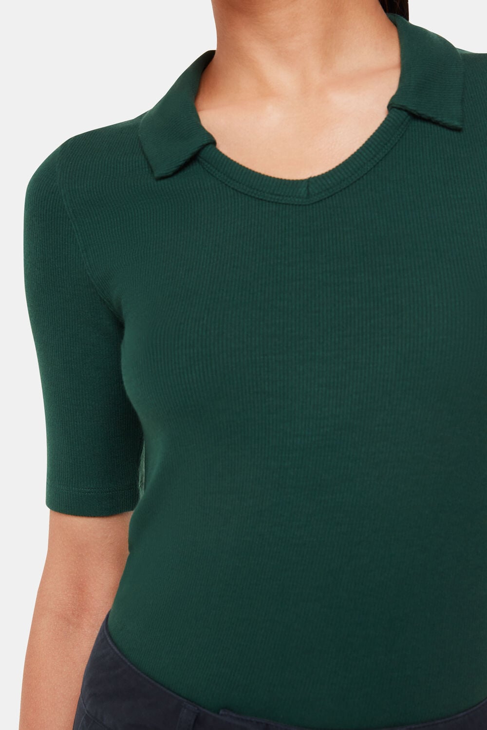 Lucie Ribbed Collar Polo