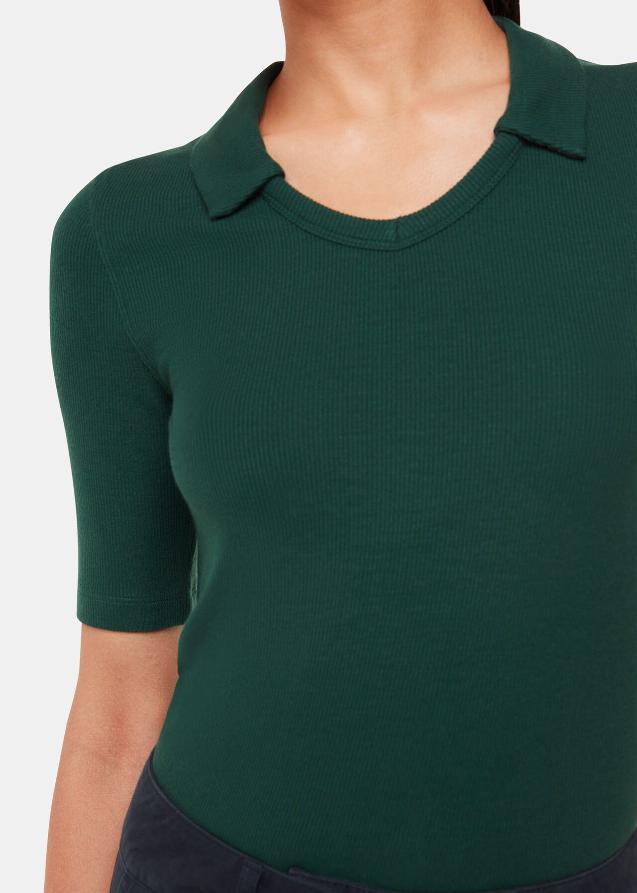 Lucie Ribbed Collar Polo