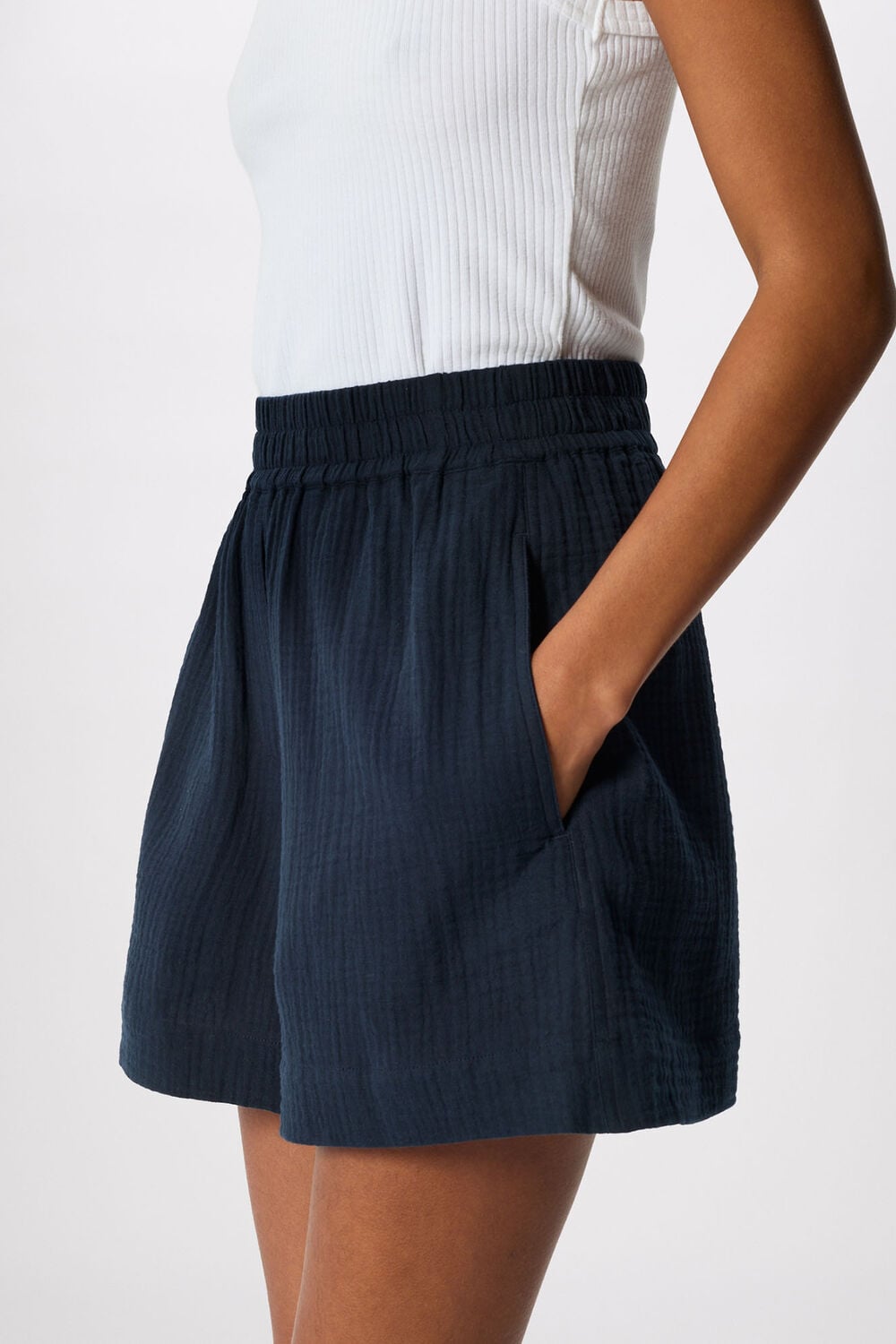 Pull On Cheesecloth Short