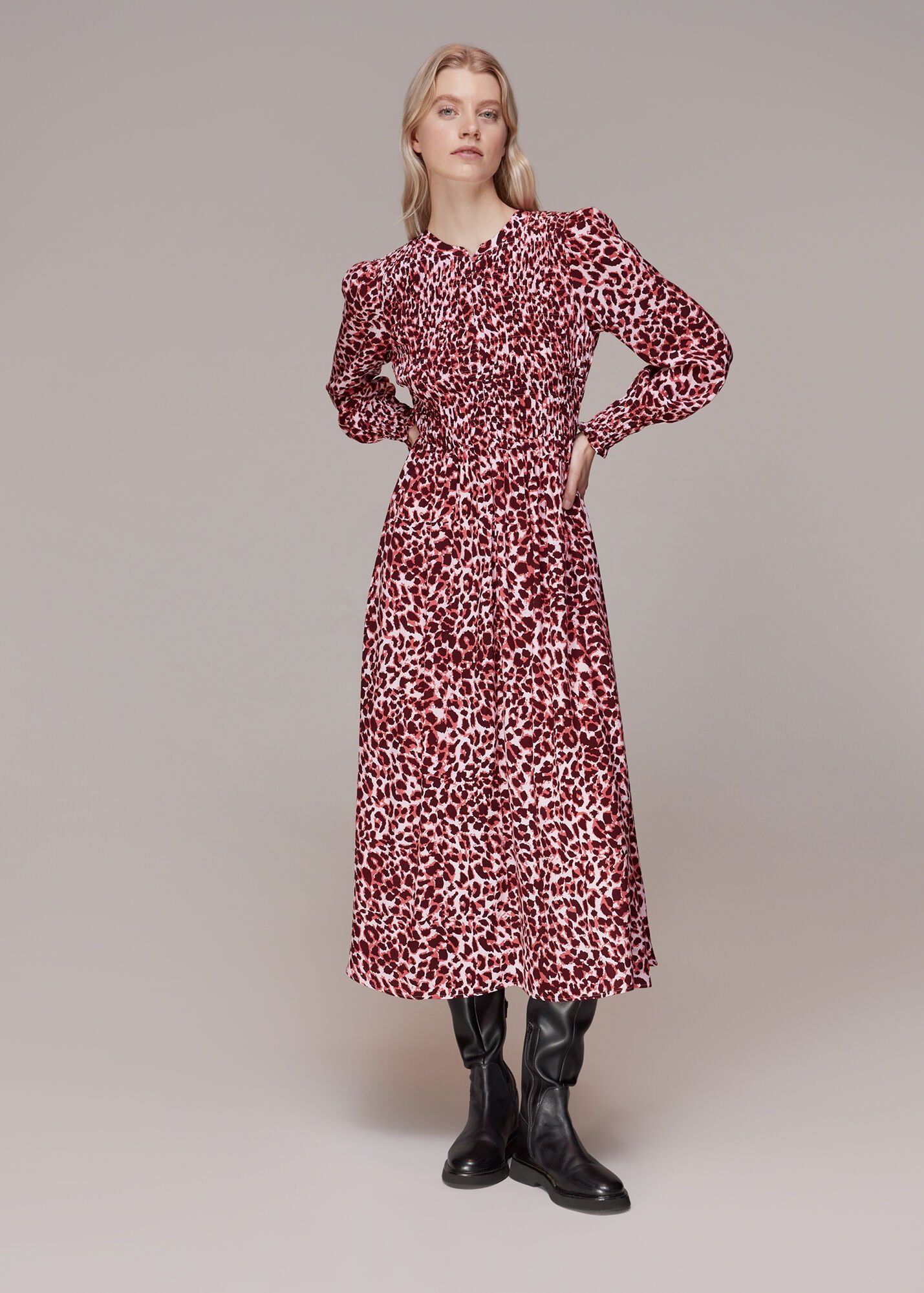 Pink Abstract Cheetah Print Dress