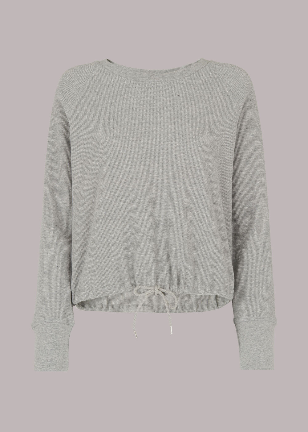 Waffle Lounge Drawcord Top Grey Marl