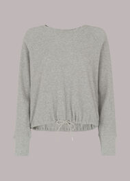 Waffle Lounge Drawcord Top Grey Marl