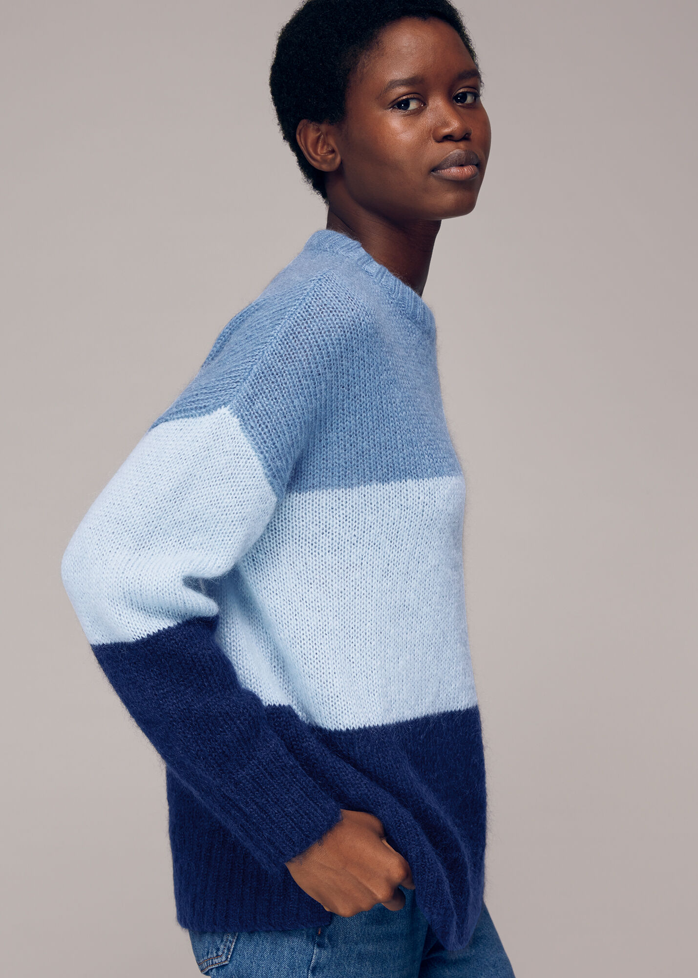 豪華で新しい Mohair | Knit Stripe トップス