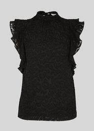 Animal Devore Frill Top Black