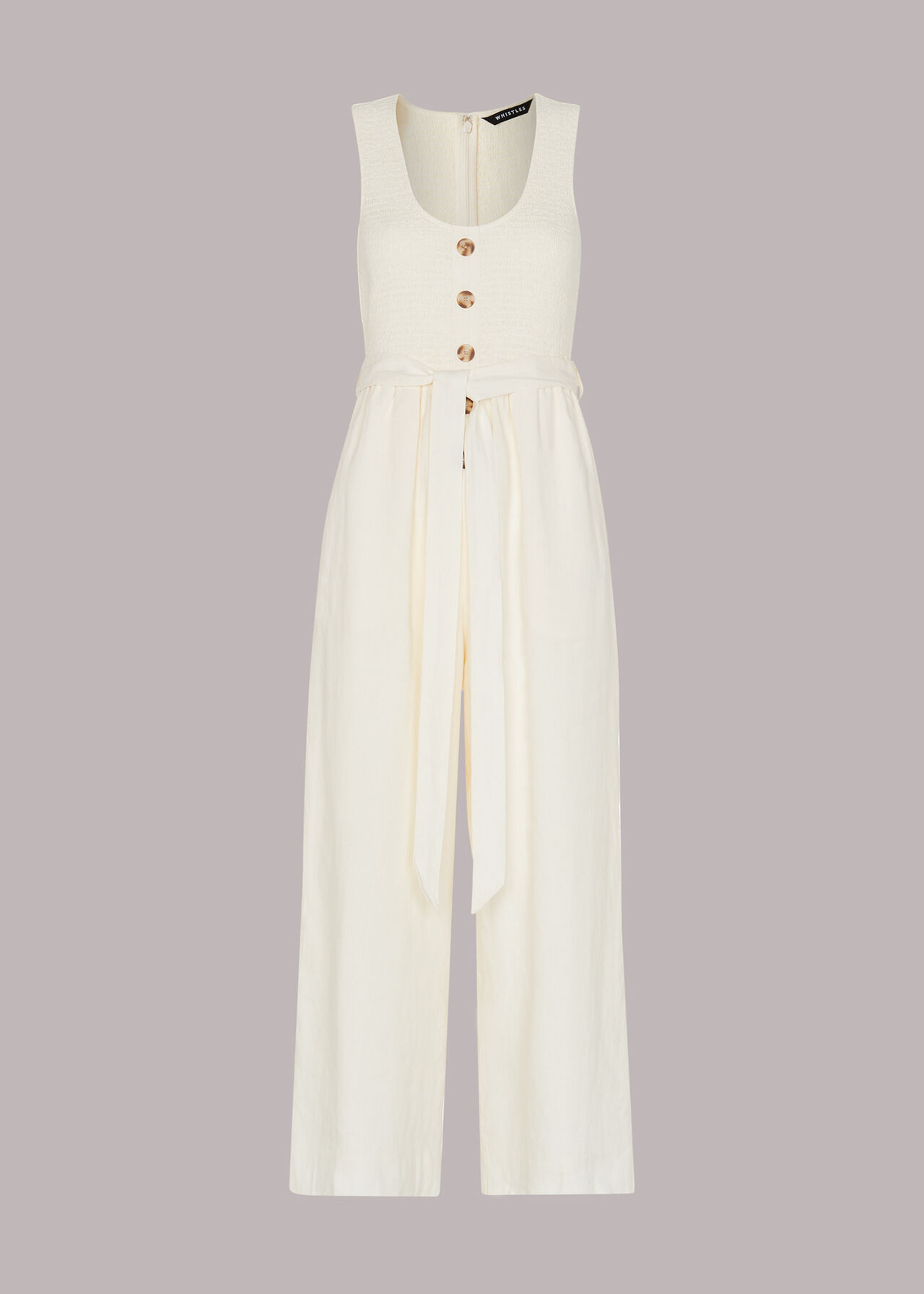 Shirred Linen Jumpsuit