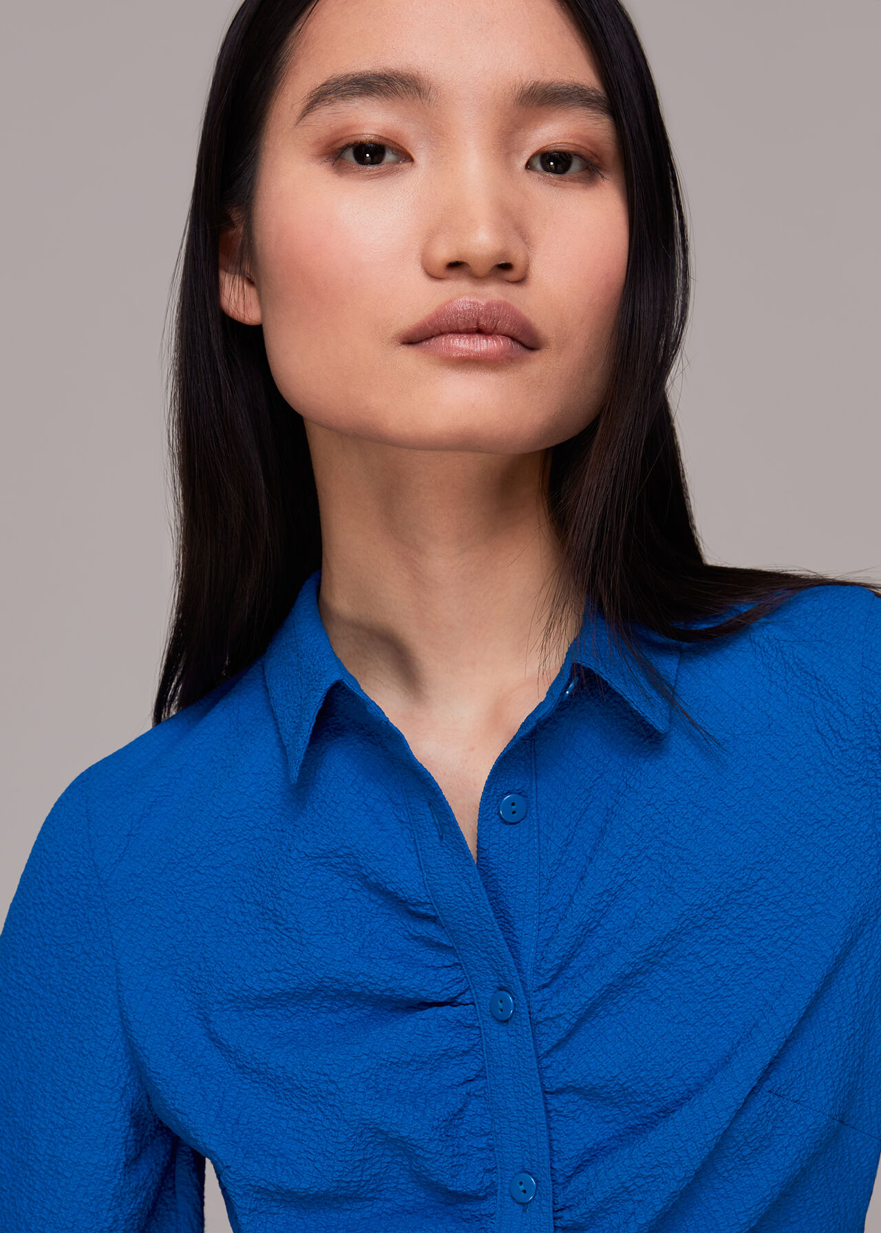 Blue Willow Ruched Detail Top | WHISTLES