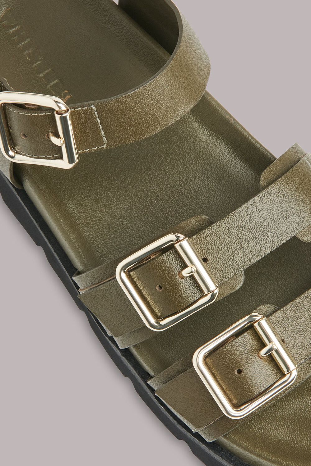 Khaki Jemma Triple Buckle Sandal