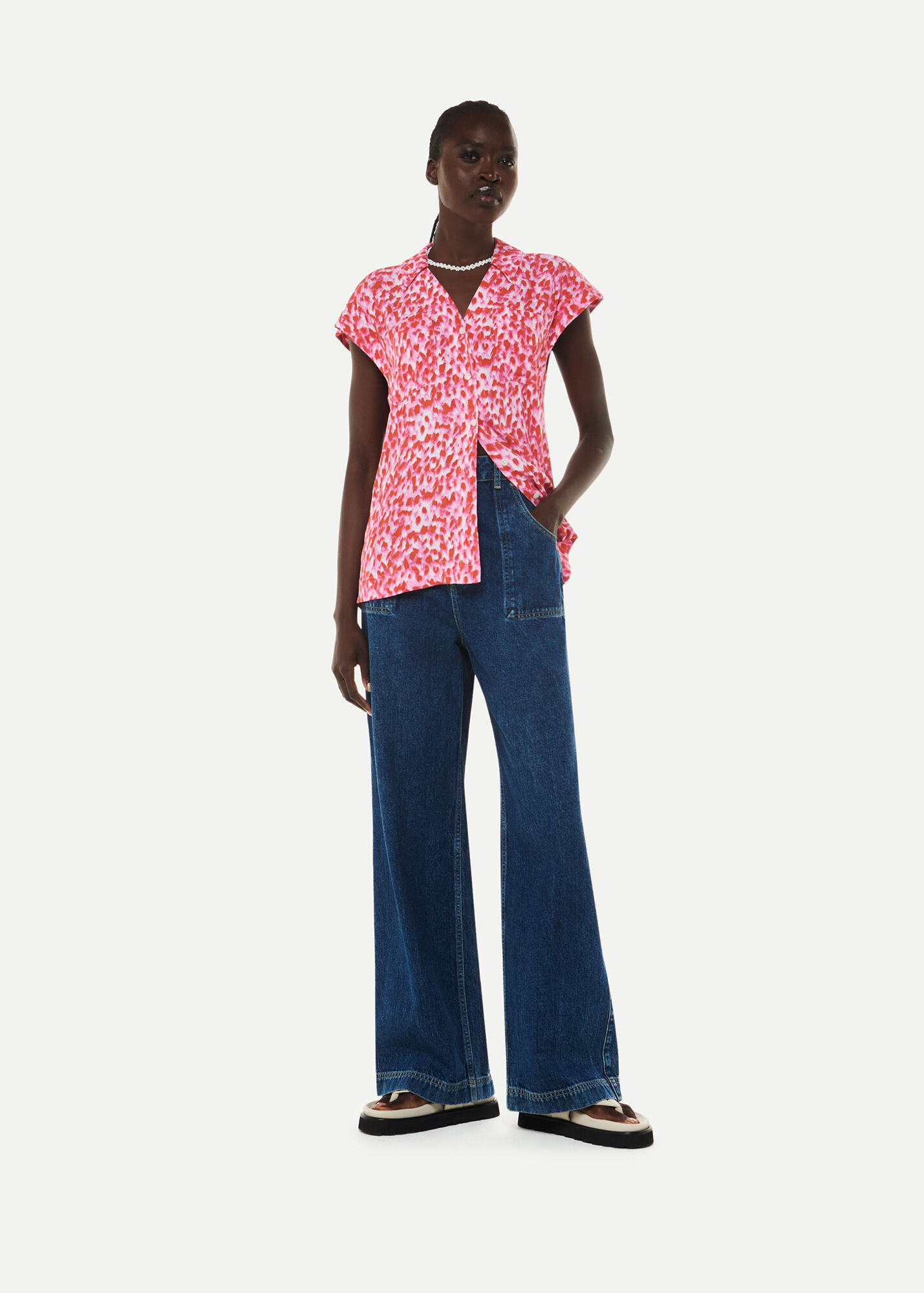 Pink/Multi Blurred Animal Print Shirt WHISTLES