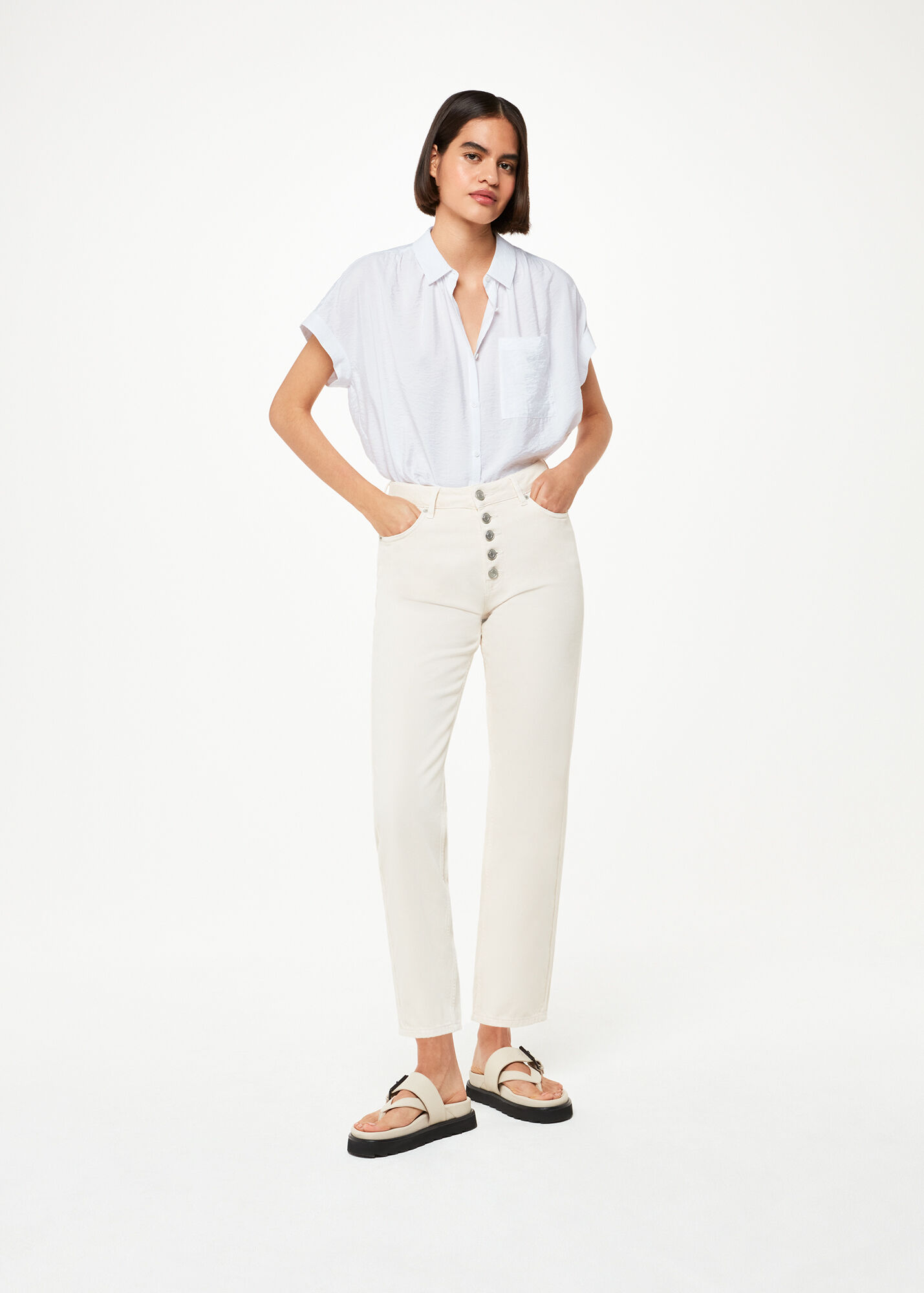 Whistles Casual White Short Sleeve Shirt | Chic Women's Summer Wear