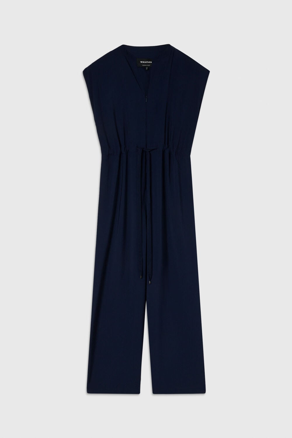 Navy Sleeveless Drawstring Jumpsuit