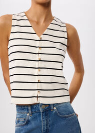 Stripe Button Front Tank