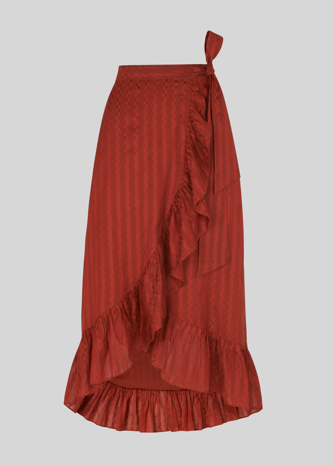 Frill Detail Wrap Skirt Rust