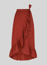 Frill Detail Wrap Skirt Rust