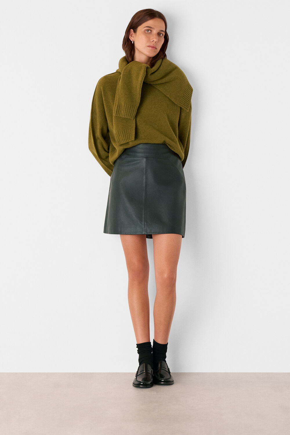 Leather A line Skirt